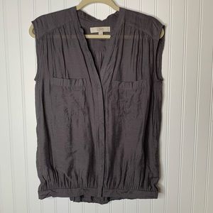 LOFT Ann Taylor gray sleeveless button front shirt